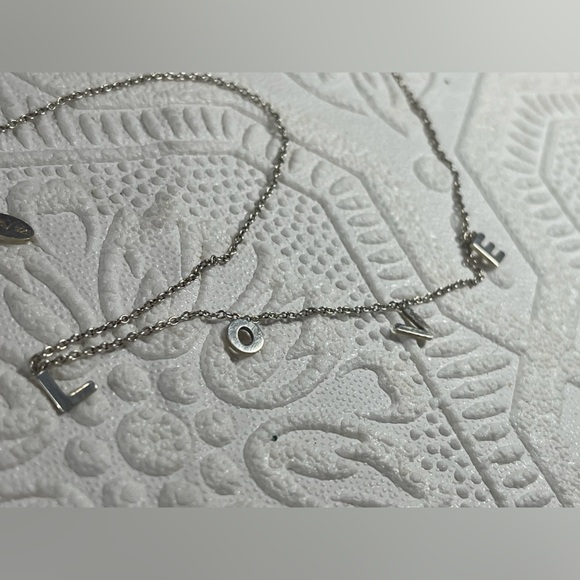 925 AV Sterling Silver LOVE Choker Necklace - Picture 6 of 9